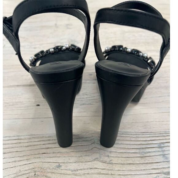 Karl Lagerfeld Jala Jewel Platform Heels  Ankle-Strap Sandals Black Size 8 - Picture 5 of 14